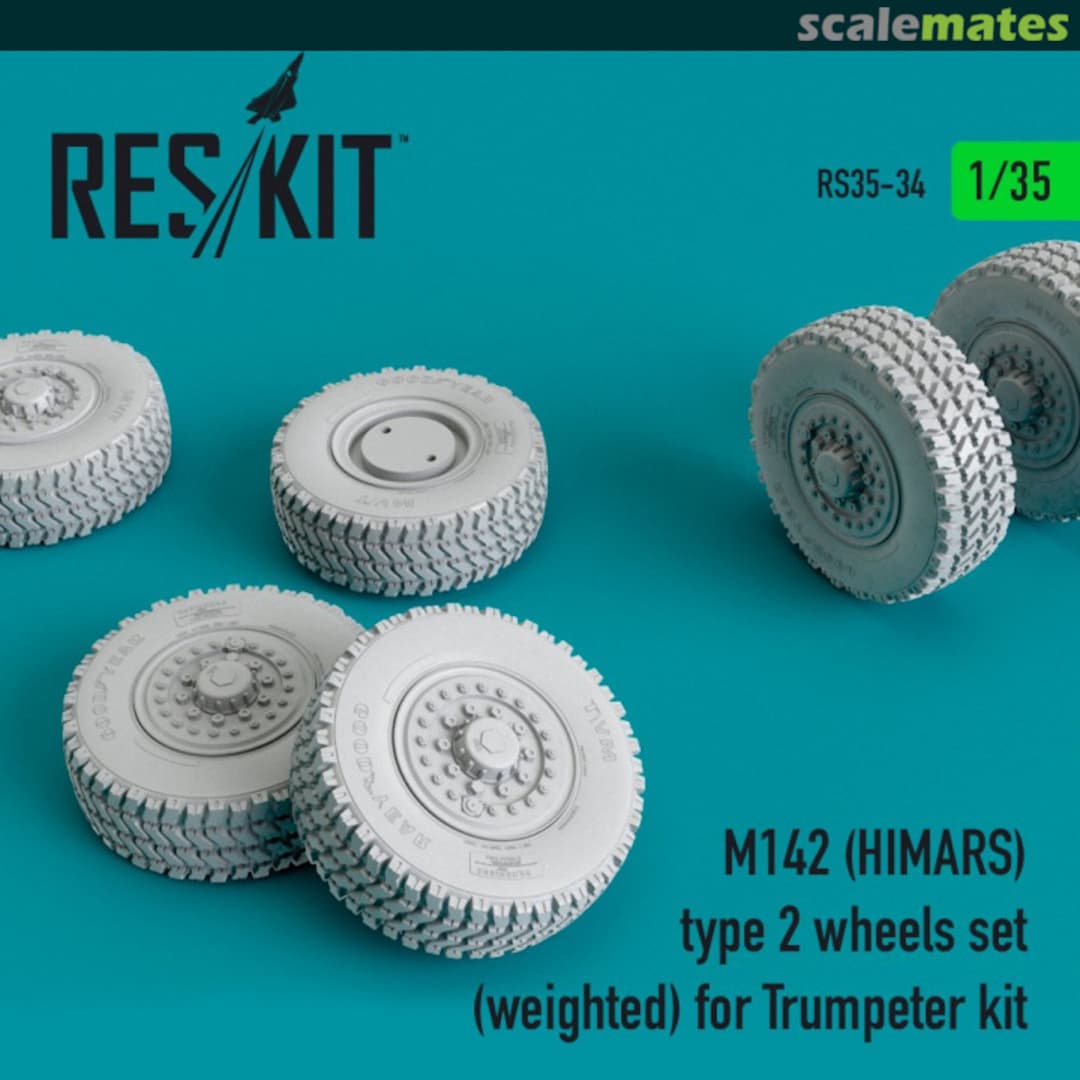 Boxart M142 (Himars) Type 2 wheels set (weighted) RS35-34 ResKit Boxart M142 (Himars) Type 2 wheels set (weighted) RS35-34 ResKit