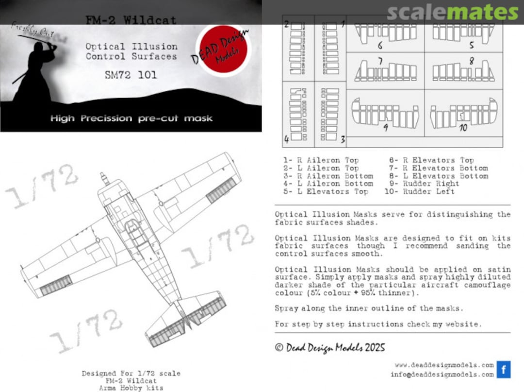 Boxart FM-2 Wildcat - Optical Illusion Control Surfaces SM72101 DEAD Design Models