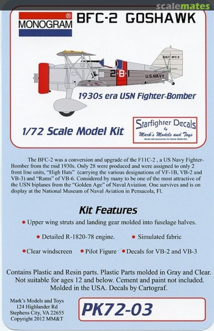 Boxart BFC-2 Goshawk PK72-03 Starfighter Decals Boxart BFC-2 Goshawk PK72-03 Starfighter Decals