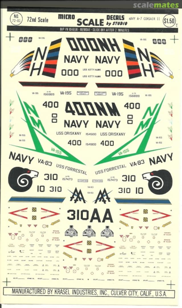 Boxart U.S. Navy A-7 Corsair II - # 1 72-81 Microscale Boxart U.S. Navy A-7 Corsair II - # 1 72-81 Microscale