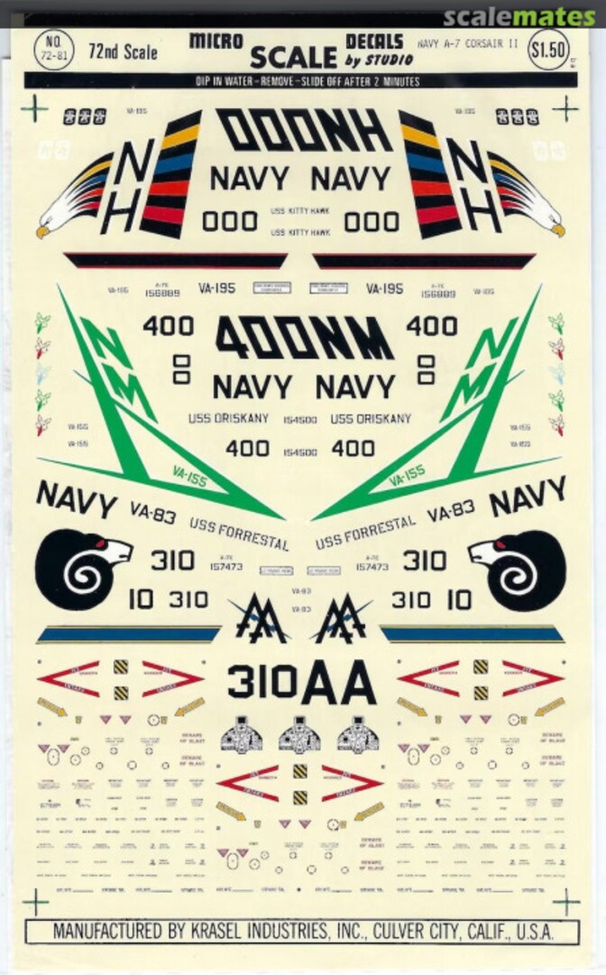 Contents U.S. Navy A-7 Corsair II - # 1 72-81 Microscale Contents U.S. Navy A-7 Corsair II - # 1 72-81 Microscale