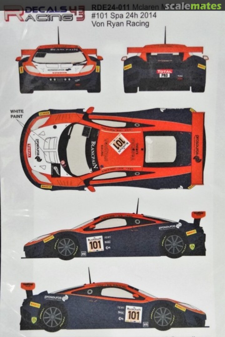 Boxart McLaren MP4-12C GT3 Prosource # 101 RDE24-011 Racing Decals 43
