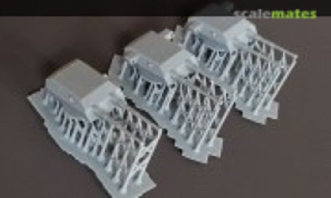 1:700 Gneisenau 38cm (15") Twin Turrets, post-reconstruction (set of 3) (Model Monkey 700-Gneisenau Turrts) 700-Gneisenau Turrts