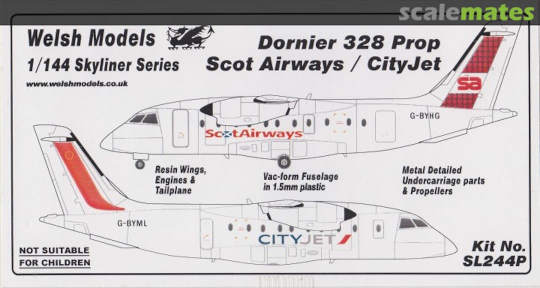 Boxart Dornier 328 Prop Scot Airways / CityJet SL244P Welsh Models Boxart Dornier 328 Prop Scot Airways / CityJet SL244P Welsh Models