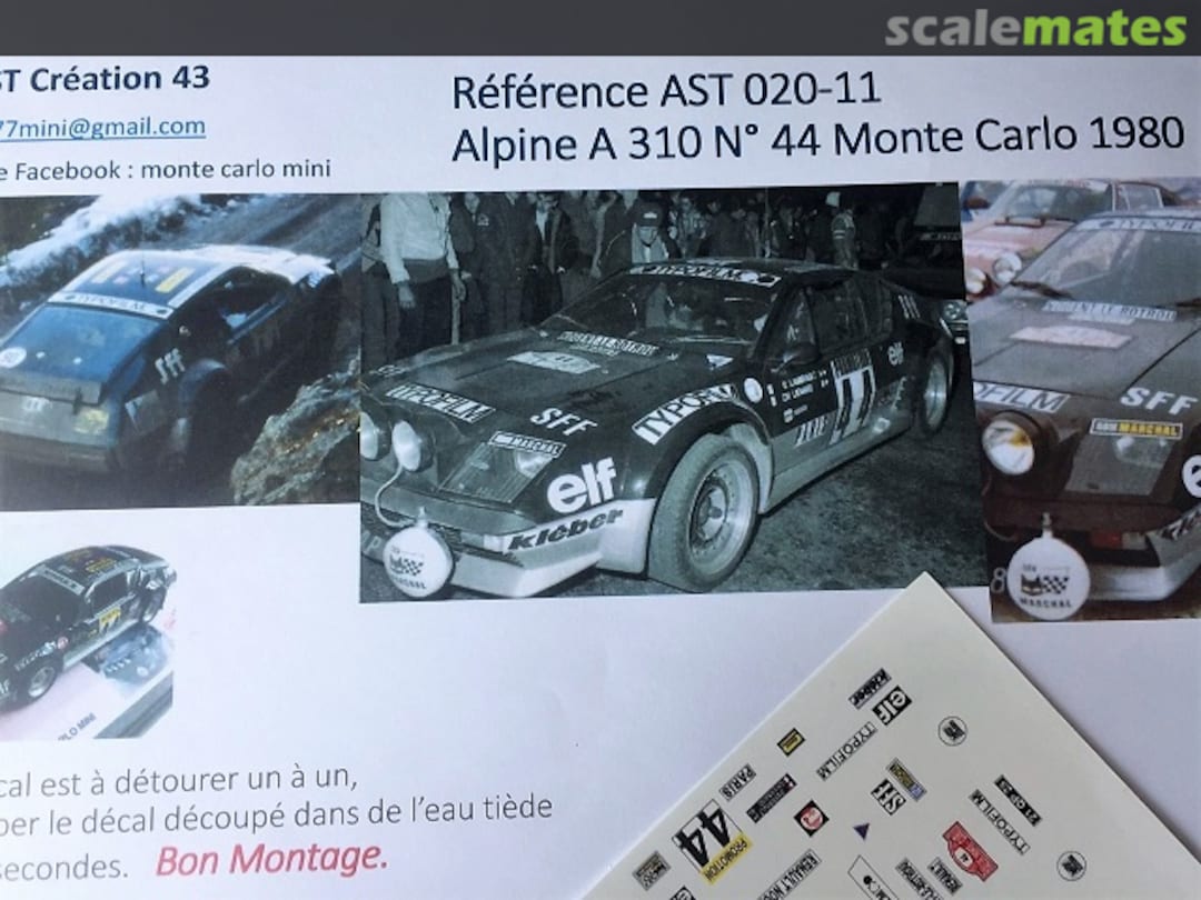 Boxart Alpine-Renault A310 V6 (21 QP 28) "TYPOFILM" AST 020-11 AST Création 43 Boxart Alpine-Renault A310 V6 (21 QP 28) "TYPOFILM" AST 020-11 AST Création 43