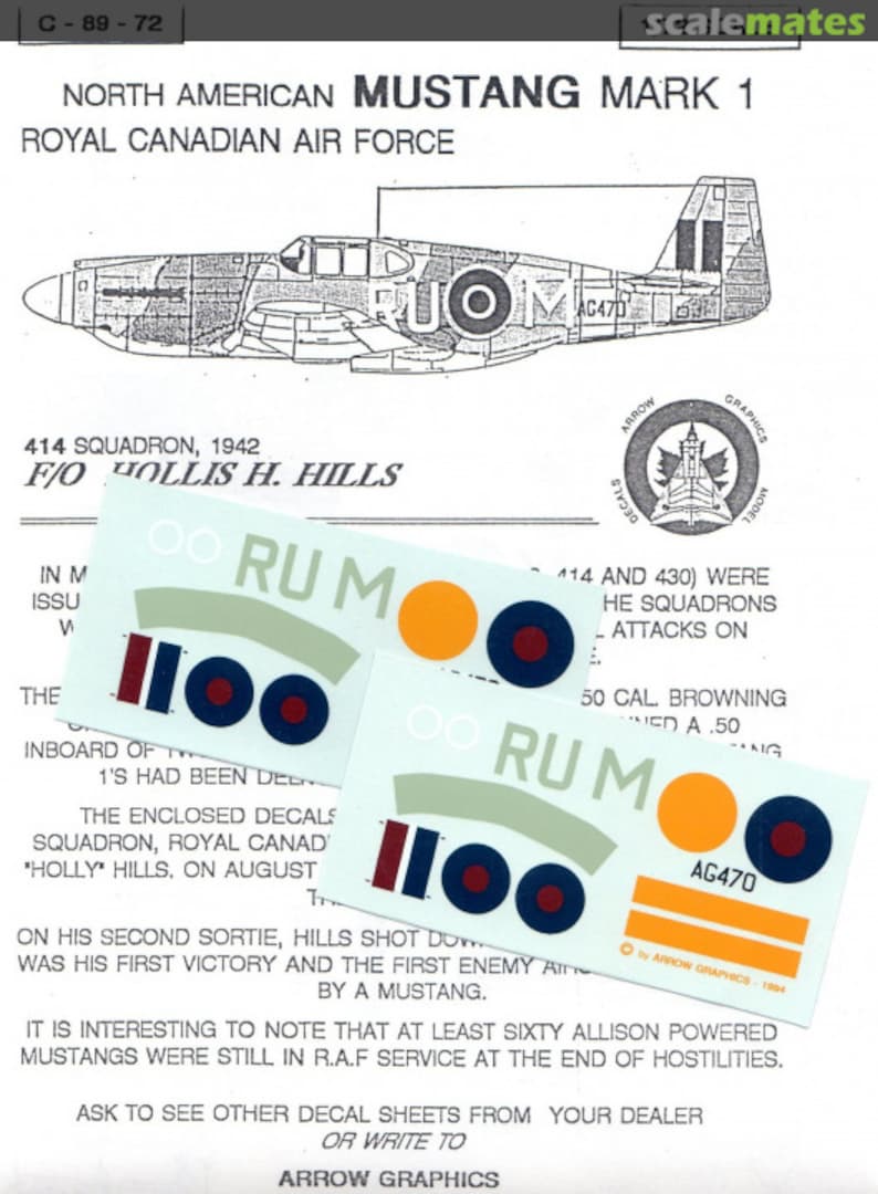 Boxart North American Mustang Mark 1 C-89-72 Arrow Graphics Boxart North American Mustang Mark 1 C-89-72 Arrow Graphics