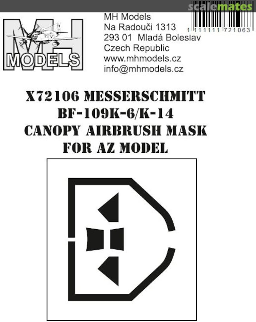Boxart Messerschmitt Bf-109K-6/K-14 Canopy Airbrush Mask X72106 MH Models Boxart Messerschmitt Bf-109K-6/K-14 Canopy Airbrush Mask X72106 MH Models
