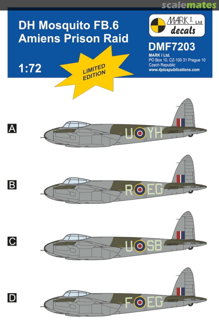 Boxart Mosquito FB.VI 'Amiens Prison Raid' DMF7203 Mark I