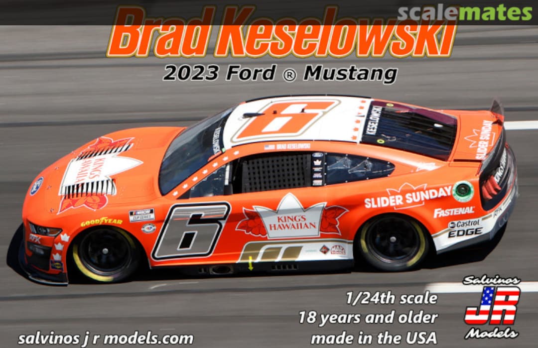 Boxart Brad Keselowski #6 2023 Kings Hawaiian Ford Mustang RFF2023BKM Salvinos JR Models Boxart Brad Keselowski #6 2023 Kings Hawaiian Ford Mustang RFF2023BKM Salvinos JR Models