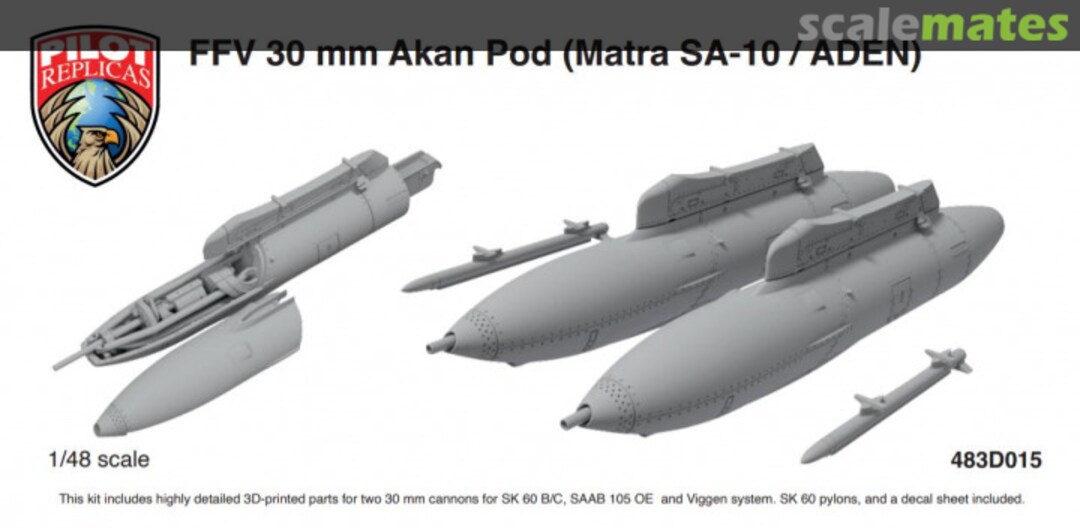 Boxart FFV 30mm Akan Pod (Matra SA-10/Aden) 483D015 Pilot Replicas