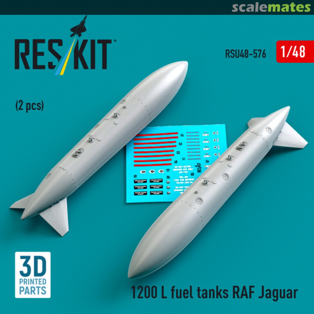 Boxart 1200L fuel tanks RAF Sepecat Jaguar (2 pcs) (3D Printed) RSU48-576 ResKit Boxart 1200L fuel tanks RAF Sepecat Jaguar (2 pcs) (3D Printed) RSU48-576 ResKit