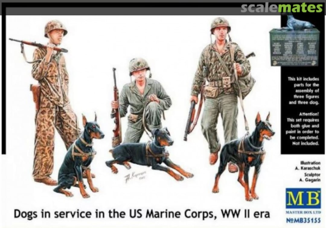 Boxart Dogs in service in the US Marine Corps, WW II era MB35155 Master Box Boxart Dogs in service in the US Marine Corps, WW II era MB35155 Master Box