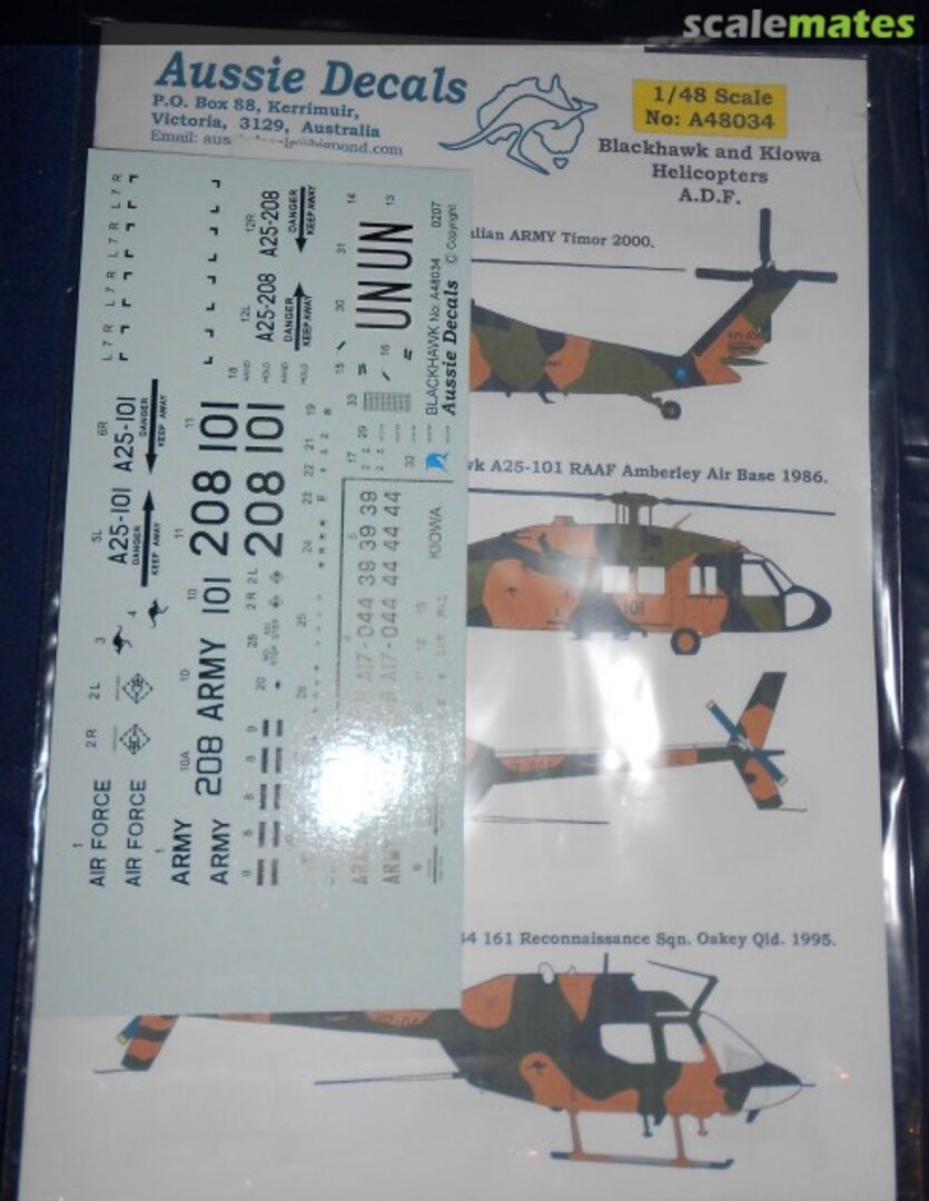 Boxart Blackhawk and Kiowa Helicopters A.D.F A48034 Aussie Decals Boxart Blackhawk and Kiowa Helicopters A.D.F A48034 Aussie Decals