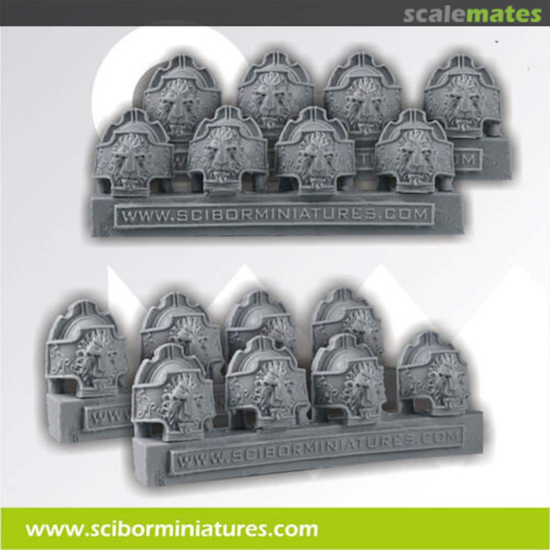 Boxart Lion Shoulder Pads #2 (8 pcs) CPSH0067 Scibor Monsterous Miniatures Boxart Lion Shoulder Pads #2 (8 pcs) CPSH0067 Scibor Monsterous Miniatures