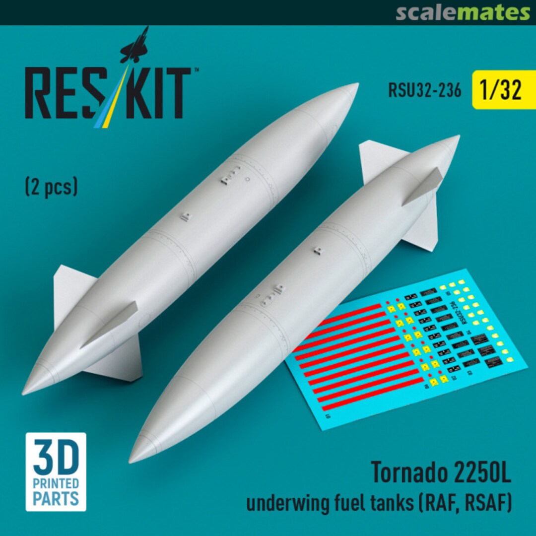 Boxart Tornado 2250L underwing fuel tanks (RAF, RSAF) (2 pcs) (3D Printed) RSU32-0236 ResKit