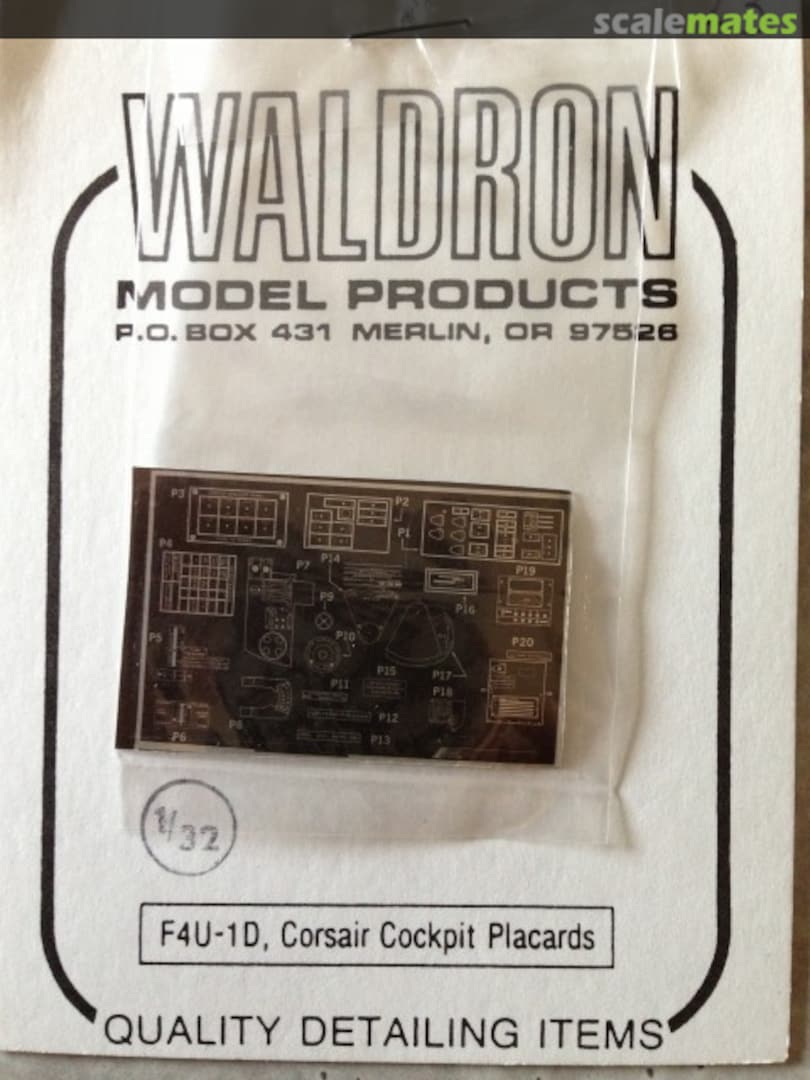 Boxart F4U1-D Corsair COCKPIT PLACARDS WRP023 Waldron Model Products Boxart F4U1-D Corsair COCKPIT PLACARDS WRP023 Waldron Model Products