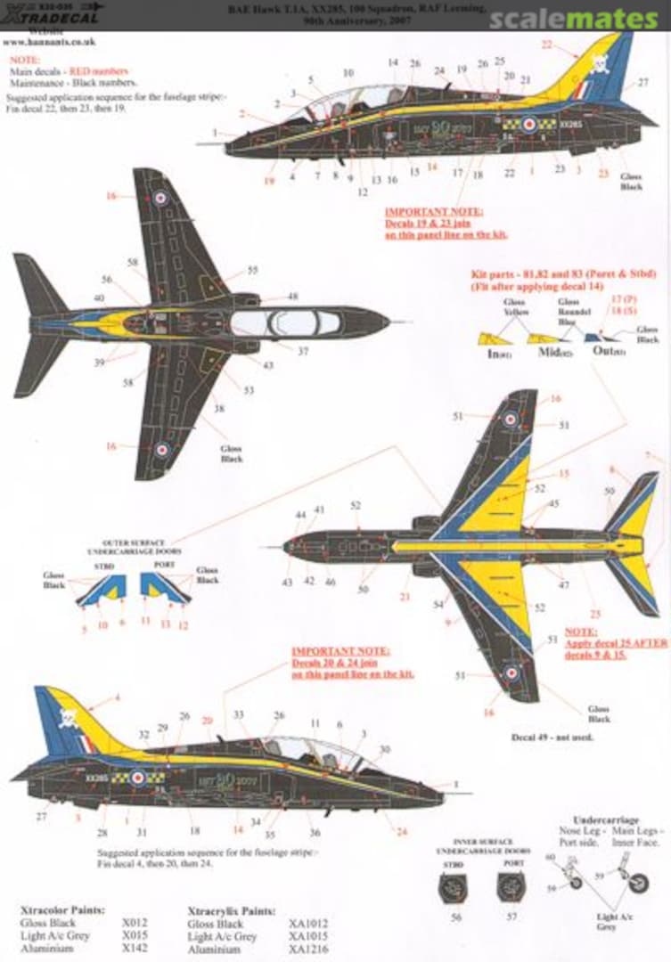 Boxart BAe Hawk T.1A 100 Sqn 90th Anniversary 2007 X32-035 Xtradecal Boxart BAe Hawk T.1A 100 Sqn 90th Anniversary 2007 X32-035 Xtradecal