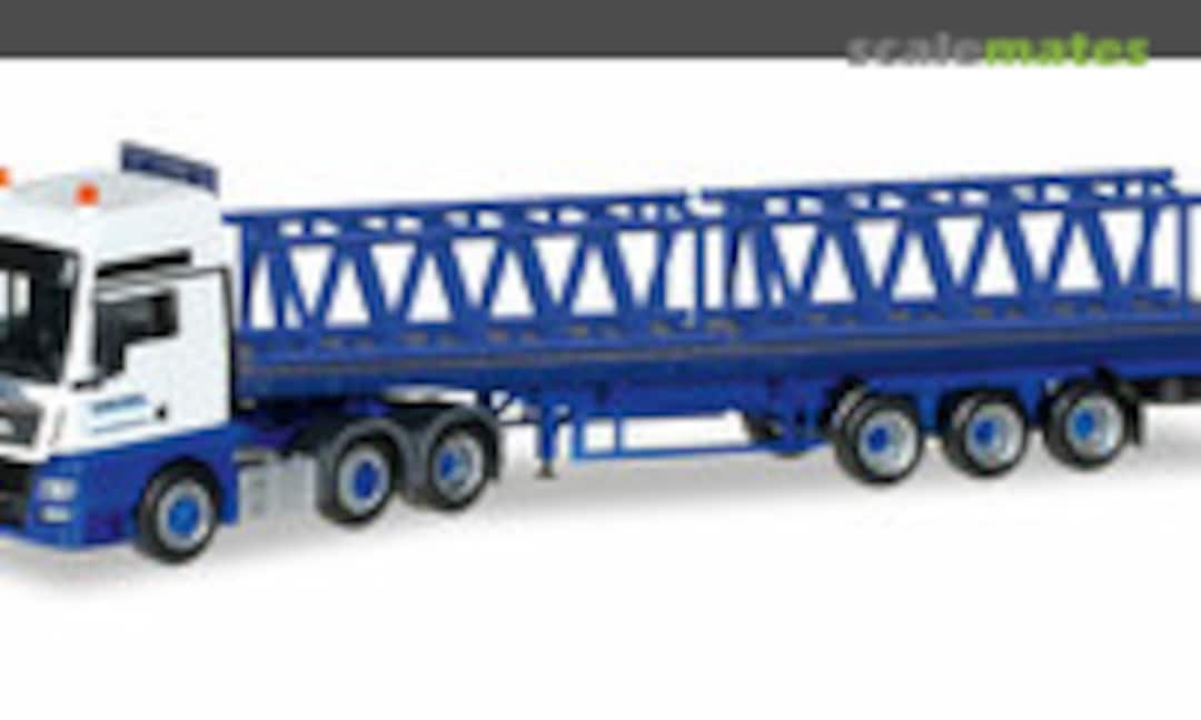 MAN TGX XLX Euro 6c Flachbett Sattelzug mit 2 Turmteilen LR 1600/2 &quot;Wasel&quot; (Herpa 306928)