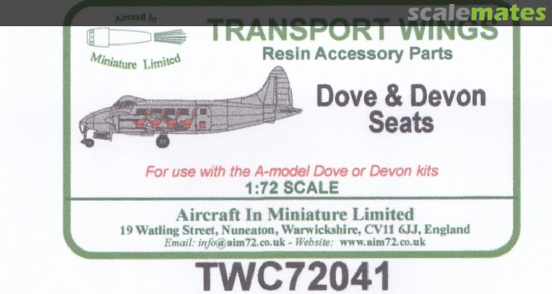 Boxart Dove & Devon Seats TWC72041 Aircraft In Miniature Ltd Boxart Dove & Devon Seats TWC72041 Aircraft In Miniature Ltd