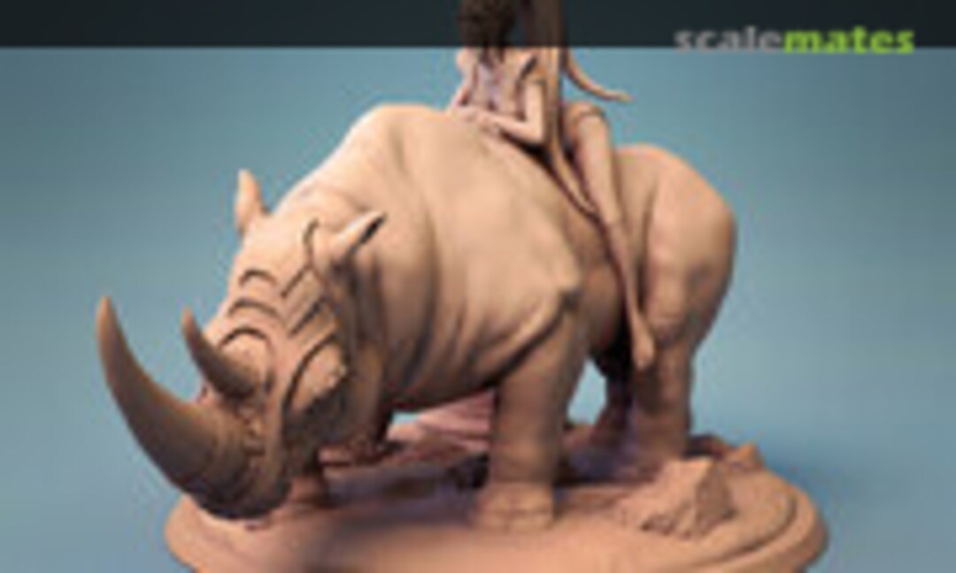 1:24 Rhinoceros with lazy Girl (Lord of the Prints Miniatures LOP0005) LOP0005