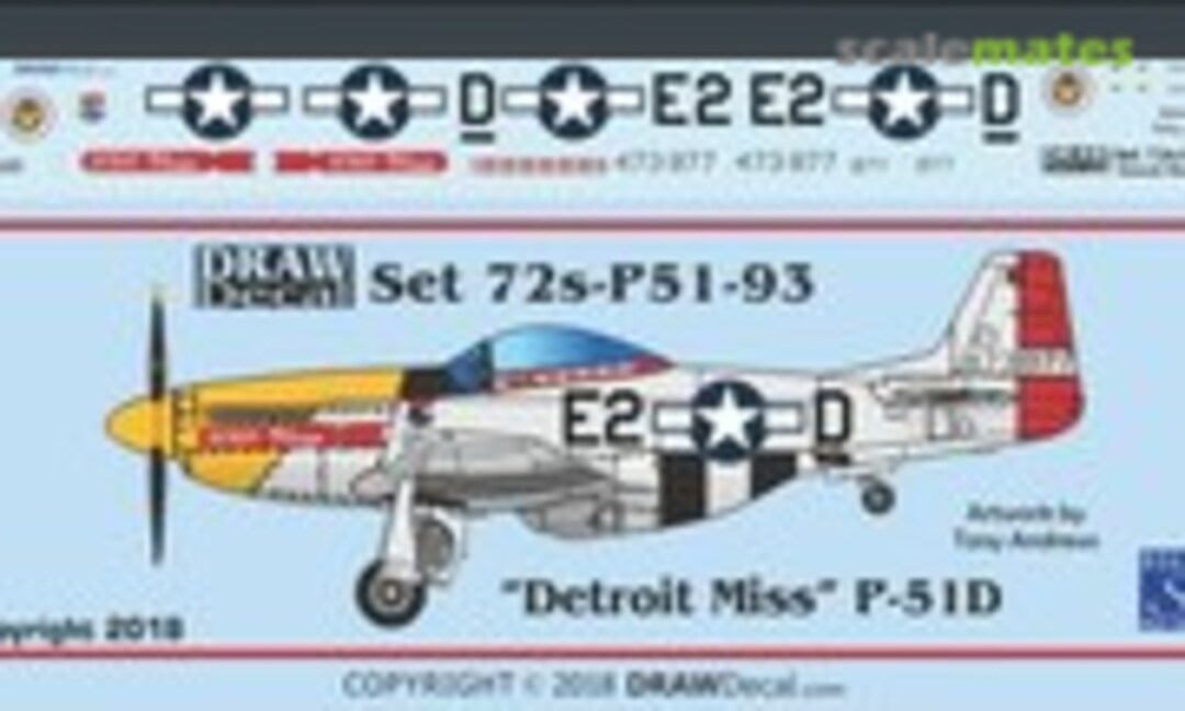 1:72 “Detroit Miss” P-51D (Draw Decal 72-P51-93) 72-P51-93