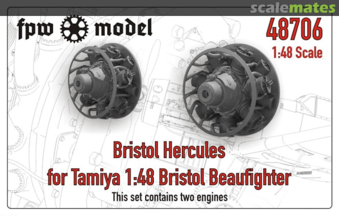 Boxart Bristol Hercules For Bristol Beaufighter (For Tamiya) (2pcs) 48706 FPW Model Boxart Bristol Hercules For Bristol Beaufighter (For Tamiya) (2pcs) 48706 FPW Model