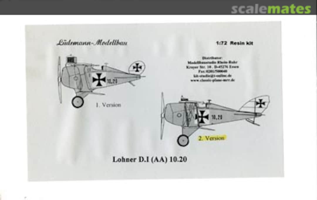 Boxart Lohner D.I (AA) 10.20 (2 Versionen) LR74 Lüdemann-Modellbau Boxart Lohner D.I (AA) 10.20 (2 Versionen) LR74 Lüdemann-Modellbau