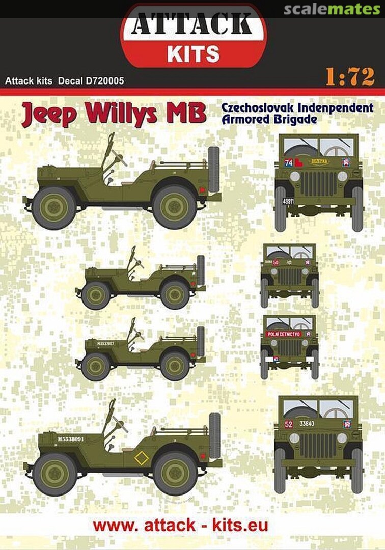 Boxart Jeep Willys MB CIAB (Czechoslovak Independent Armoured Brigade) D72005 Attack Hobby Kits Boxart Jeep Willys MB CIAB (Czechoslovak Independent Armoured Brigade) D72005 Attack Hobby Kits
