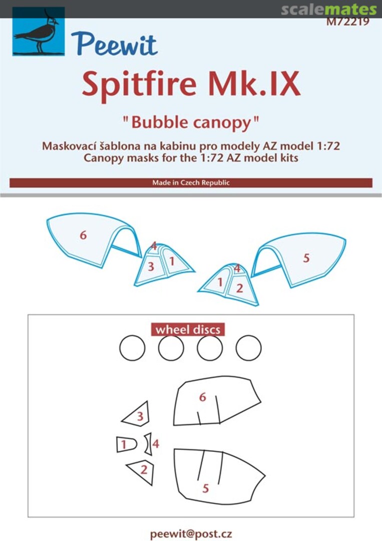 Boxart Spitfire LF Mk.IX "Bubble Canopy" Canopy Mask M72219 Peewit Boxart Spitfire LF Mk.IX "Bubble Canopy" Canopy Mask M72219 Peewit