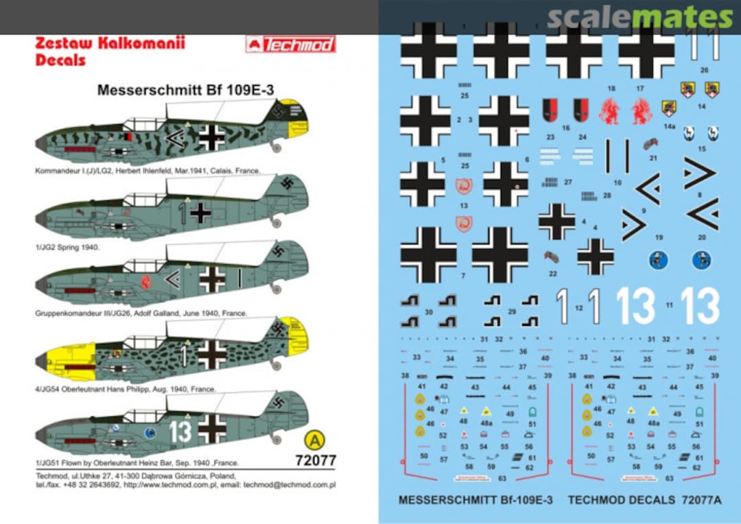 Boxart Messerschmitt Bf 109 E-3 72077 Techmod Boxart Messerschmitt Bf 109 E-3 72077 Techmod