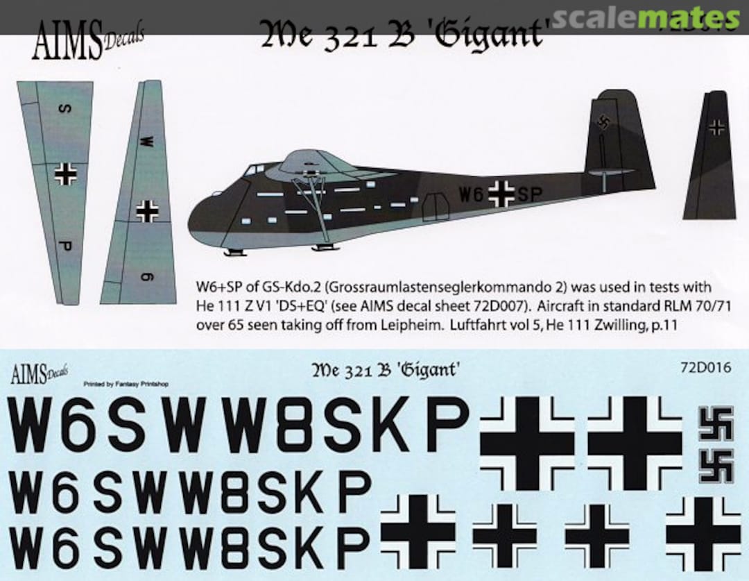 Boxart Me 321B 'Gigant' 72D016 AIMS
