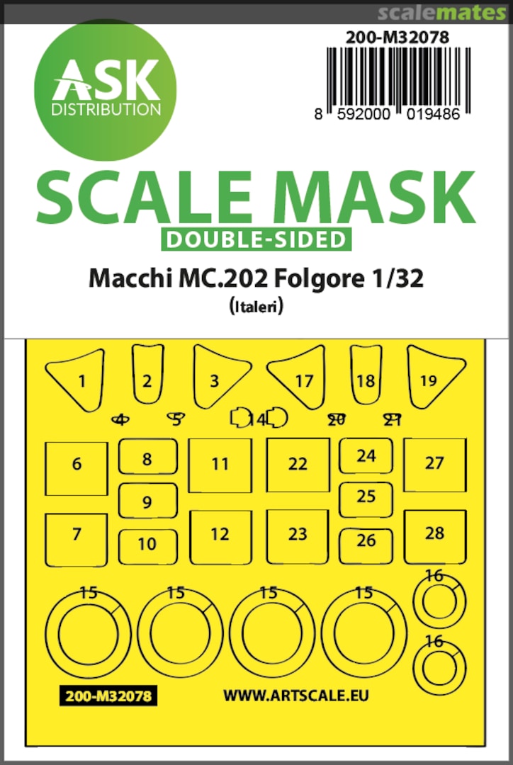 Boxart Macchi MC.202 Folgore double sided masks 200-M32078 ASK Boxart Macchi MC.202 Folgore double sided masks 200-M32078 ASK
