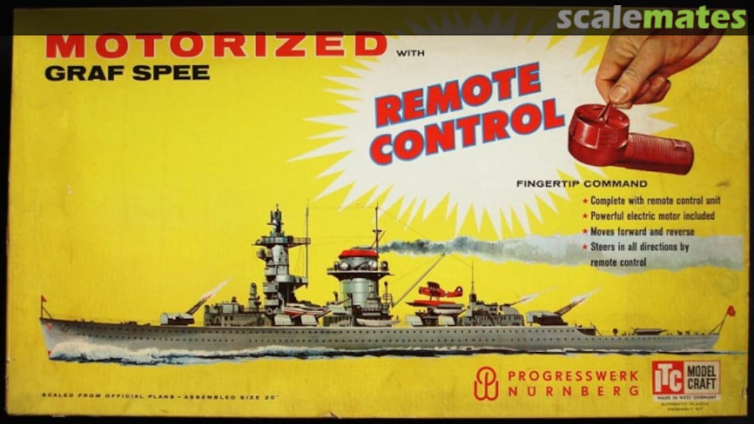 Boxart "Graf Spee" mit El-Motor und Fernsteuerung 54021 Progresswerk Nürnberg Boxart "Graf Spee" mit El-Motor und Fernsteuerung 54021 Progresswerk Nürnberg
