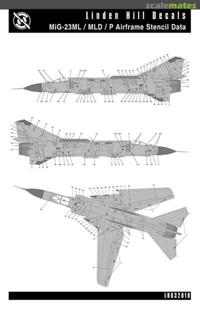 Boxart Mikoyan MiG-23ML/MiG-23MLD stencil data LHD32018 Linden Hill Decals Boxart Mikoyan MiG-23ML/MiG-23MLD stencil data LHD32018 Linden Hill Decals