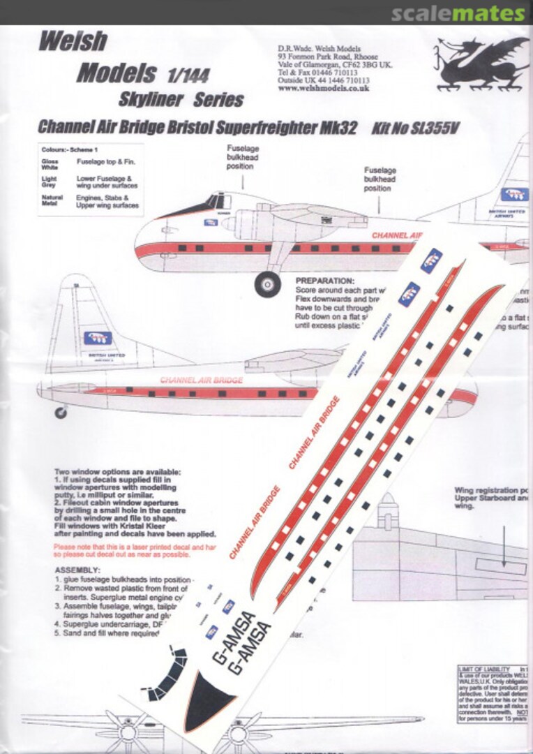 Boxart Channel Air Bridge Bristol Superfreighter Mk 32 SL355V Welsh Models
