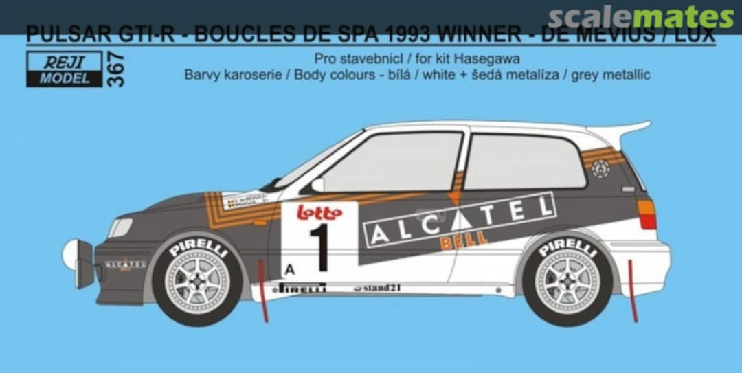Boxart Nissan Pulsar GTI-R Group A Nissan Belgium Rally Team sponsored by Alcatel #1 367 REJI Model Boxart Nissan Pulsar GTI-R Group A Nissan Belgium Rally Team sponsored by Alcatel #1 367 REJI Model