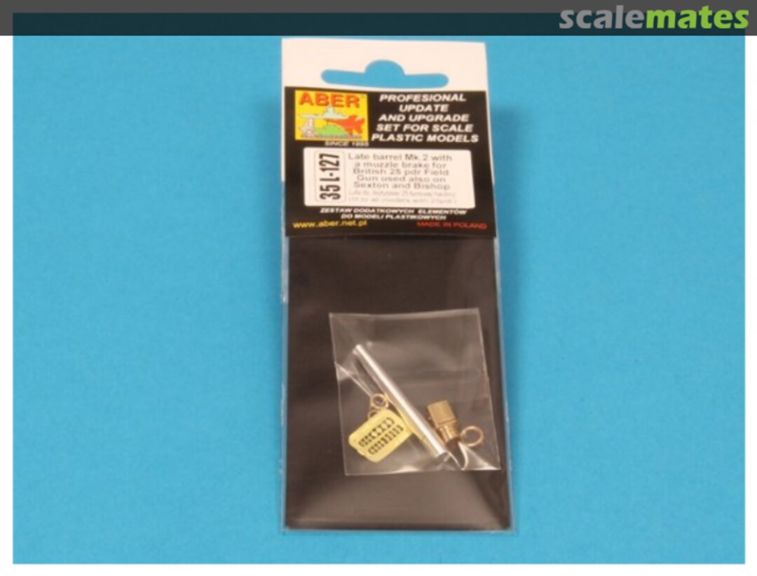 Boxart Late Barrel Mk. 2 w/ Muzzle Brake for British 25pdr Field Gun used also on Sexton & Bishop 35L127 Aber Boxart Late Barrel Mk. 2 w/ Muzzle Brake for British 25pdr Field Gun used also on Sexton & Bishop 35L127 Aber