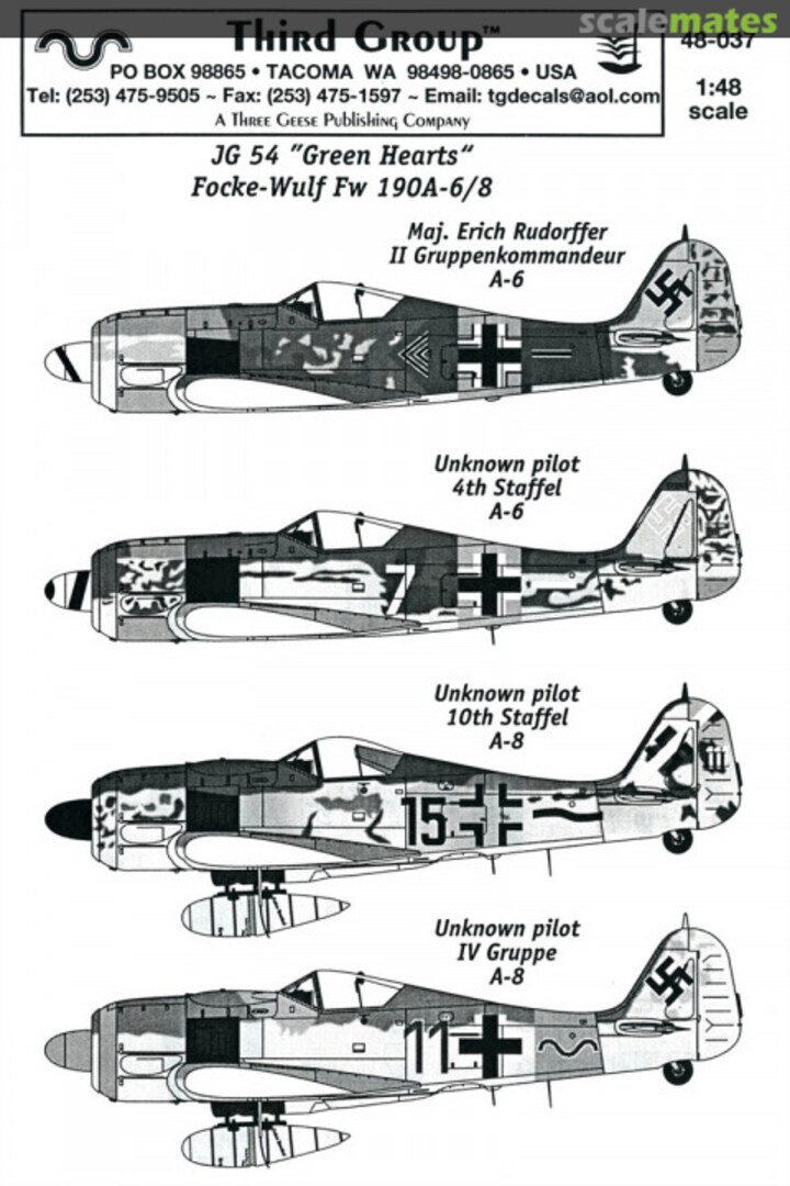 Boxart Focke-Wulf Fw 190A-6/8 48-037 Third Group Decals