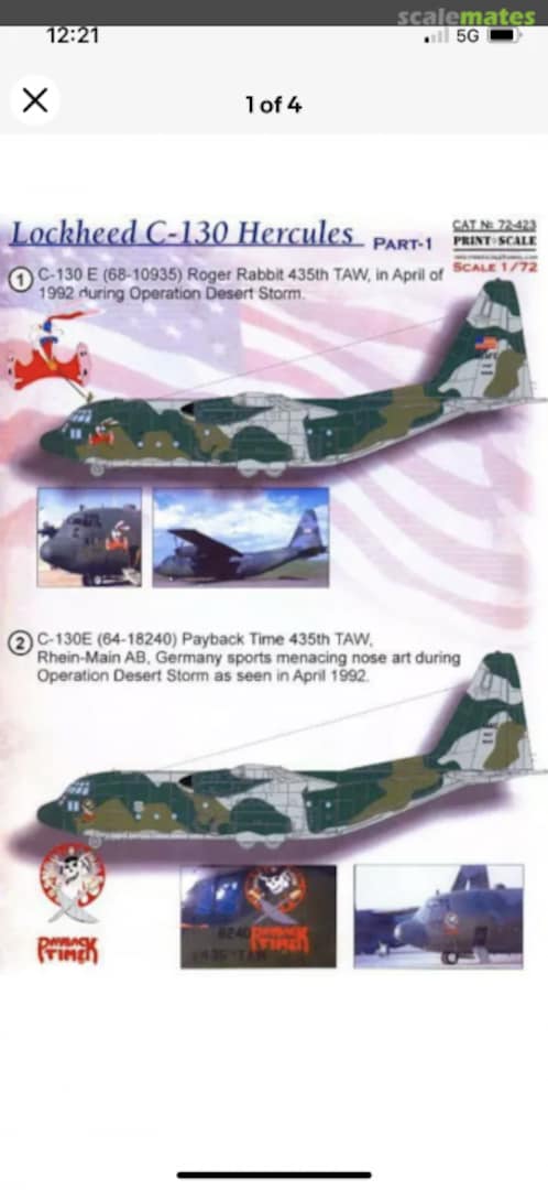 Boxart Lockheed C-130 Hercules (part 1) - decal 72-423 Print Scale Boxart Lockheed C-130 Hercules (part 1) - decal 72-423 Print Scale