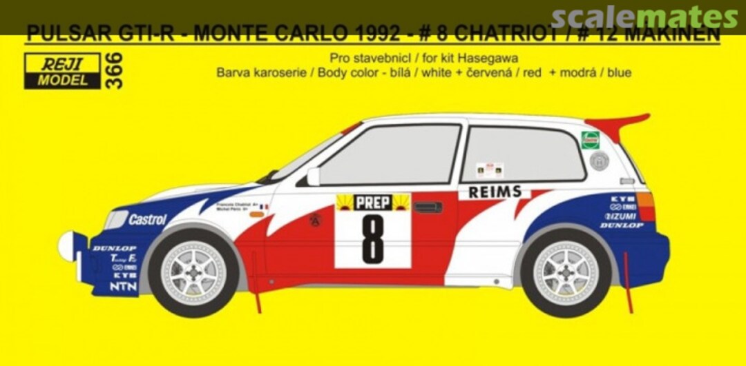 Boxart Nissan Pulsar GTI-R Group A Nissan Motorsports Europe Team sponsored by Jecs #8, 11, 12, 15 366 REJI Model Boxart Nissan Pulsar GTI-R Group A Nissan Motorsports Europe Team sponsored by Jecs #8, 11, 12, 15 366 REJI Model