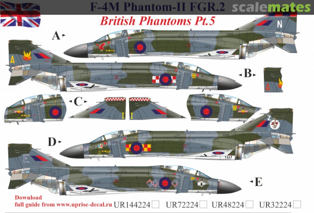 Boxart F-4M Phantom-II FGR.2, British Phantoms Pt.5, no stencils, FFA(removable film) UR48224 UpRise Decal