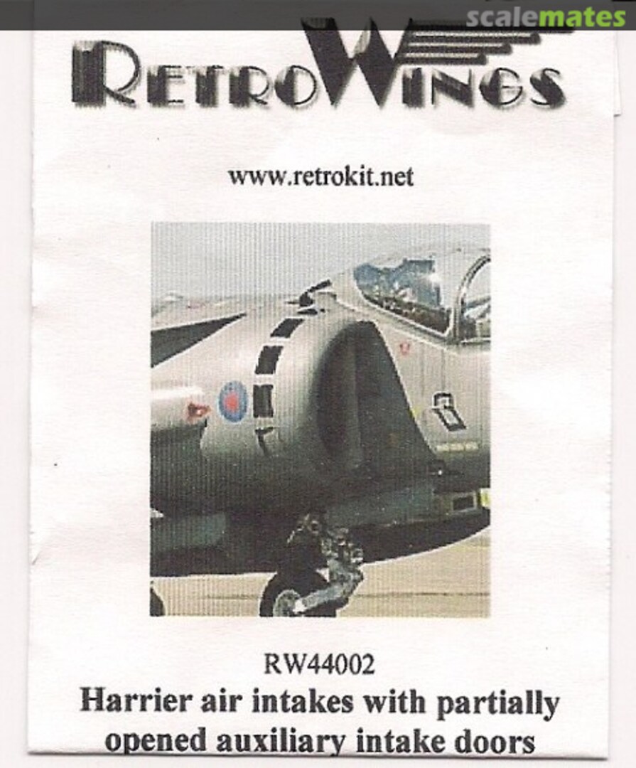 Boxart Harrier Air Intakes with partially opened auxiliary intake doors RW44002 RetroWings Boxart Harrier Air Intakes with partially opened auxiliary intake doors RW44002 RetroWings