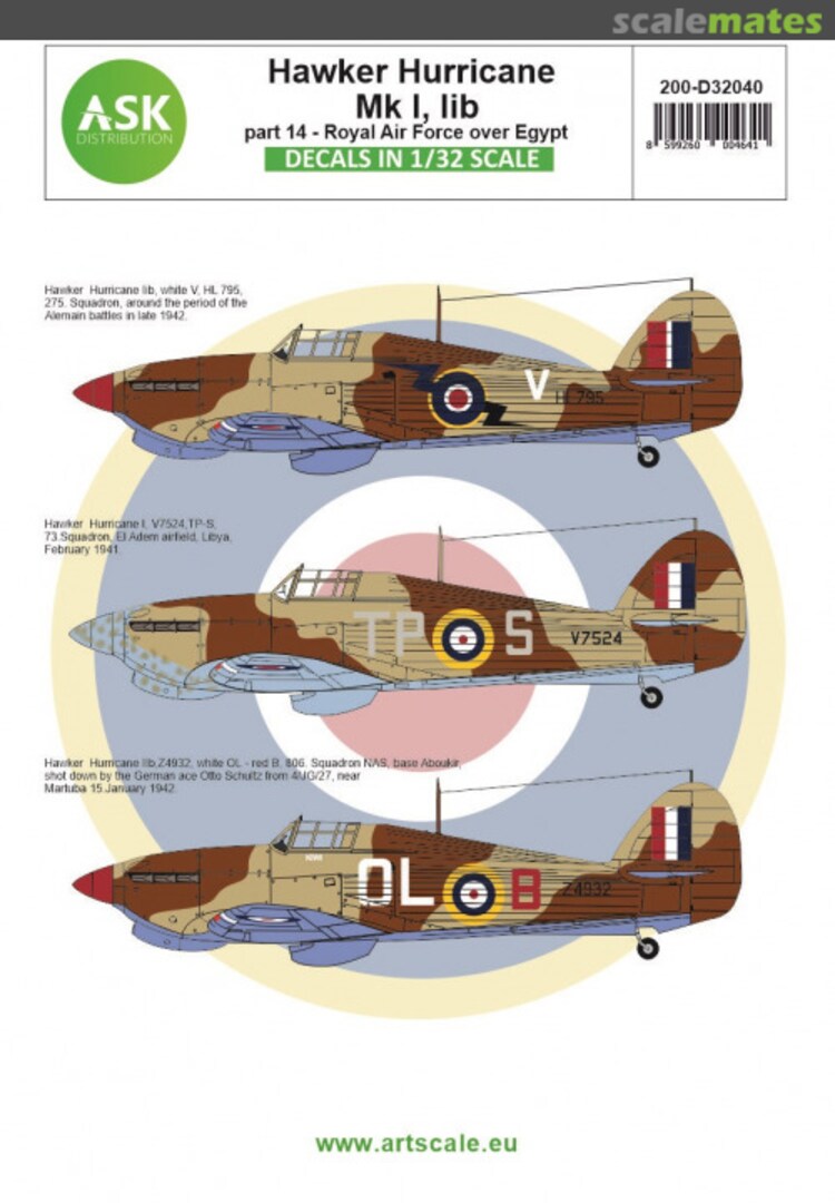 Boxart Hawker Hurricane Mk.I, IIb 200-D32040 ASK Boxart Hawker Hurricane Mk.I, IIb 200-D32040 ASK