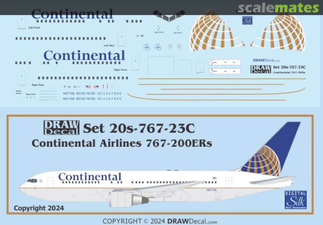 Boxart Continental Airlines 767-200ERs 20-767-23C Draw Decal Boxart Continental Airlines 767-200ERs 20-767-23C Draw Decal