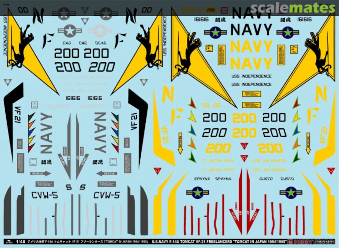 Boxart F-14A Tomcat VF-21 Freelancers "Tomcat in Japan 1994/1995" A-48067 MYK Design Boxart F-14A Tomcat VF-21 Freelancers "Tomcat in Japan 1994/1995" A-48067 MYK Design
