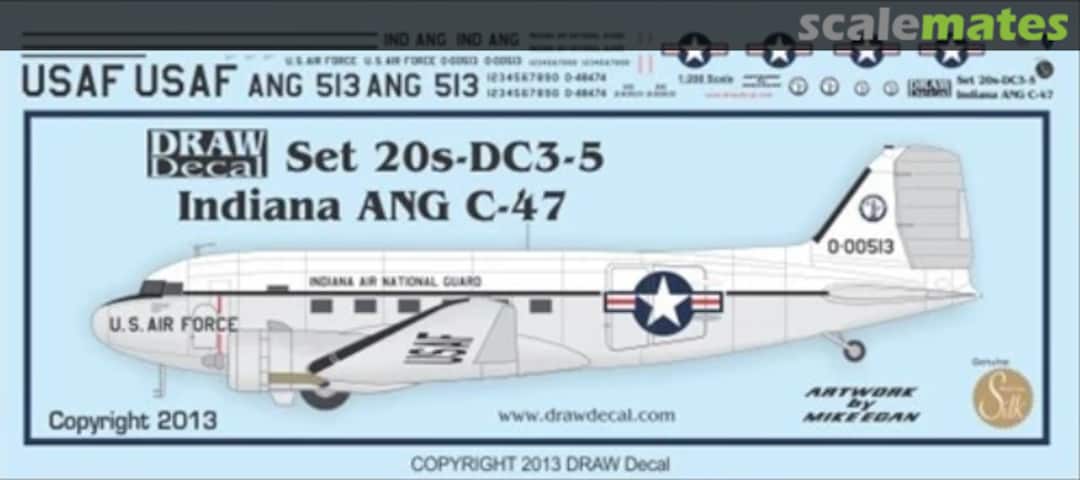 Boxart Indiana Air National Guard C-47 20-DC3-5 Draw Decal