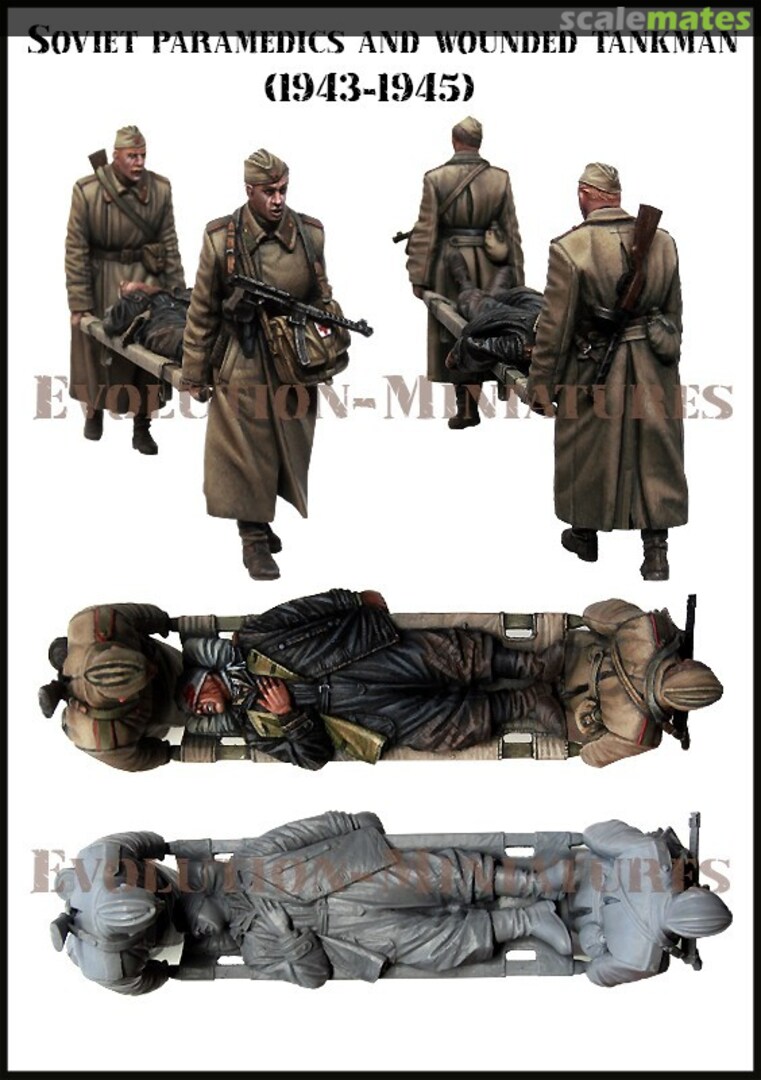 Boxart Soviet Paramedics and Wounded Tankman EM-35247 Evolution Miniatures Boxart Soviet Paramedics and Wounded Tankman EM-35247 Evolution Miniatures