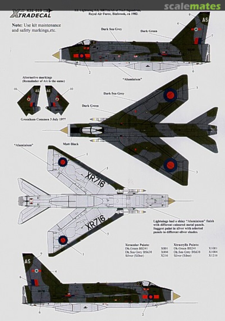 Boxart EE Lightning F.3 5 Sqn RAF Binbrook X32-010 Xtradecal