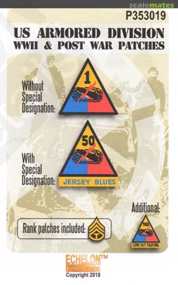 Boxart US Armored Division WWII & Post War Patches P353019 Echelon Fine Details