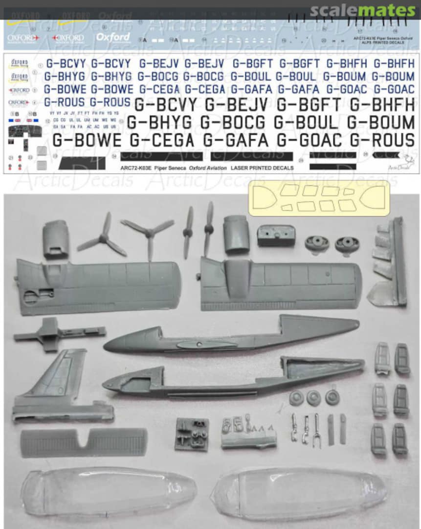 Contents Piper Seneca II Oxford Aviation Academy ARC72-K03E Arctic Decals Contents Piper Seneca II Oxford Aviation Academy ARC72-K03E Arctic Decals